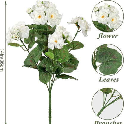 🌺8 Bundles UV Resistant Artificial Geraniums