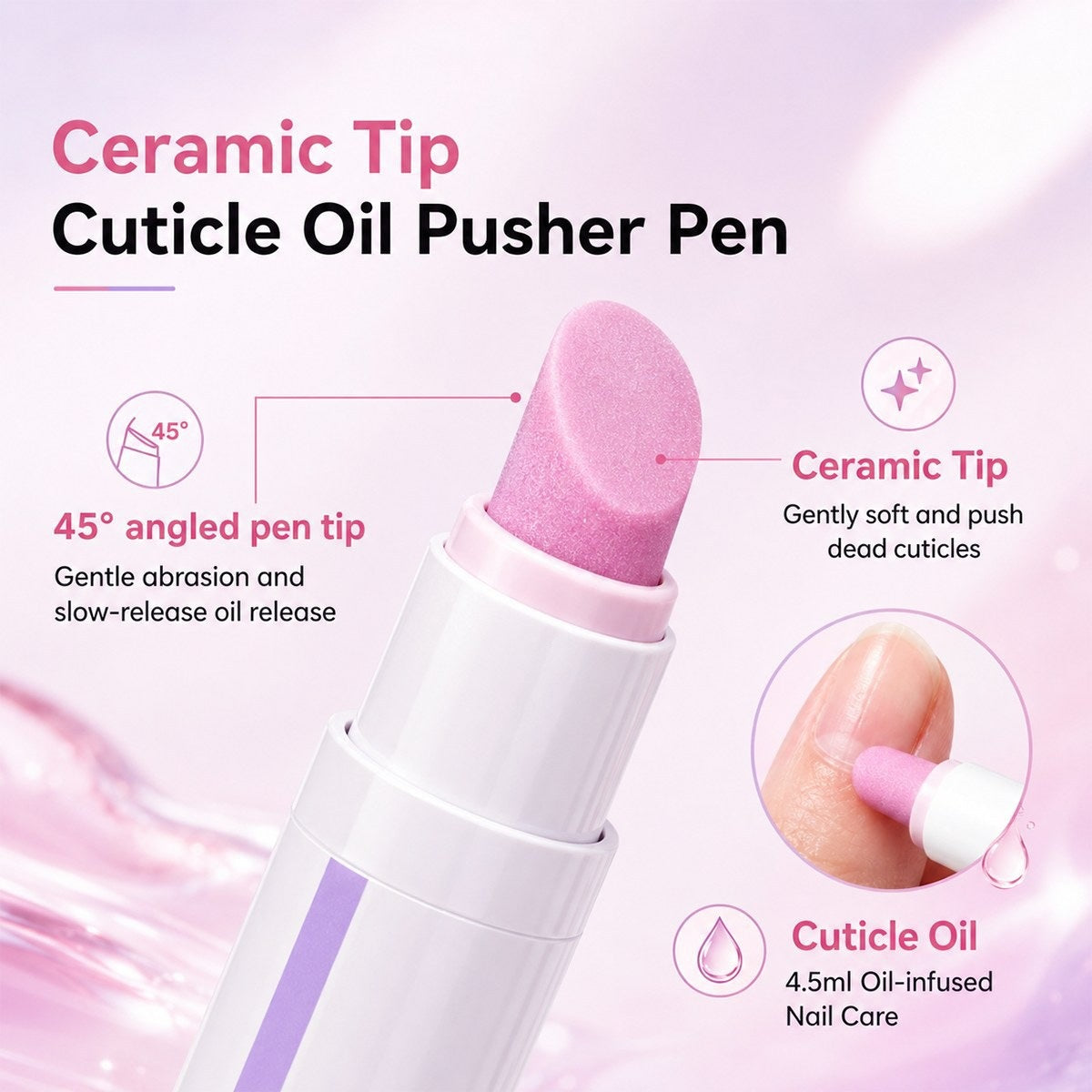 Cuticle Remover Pen Set 2PCS with Oil