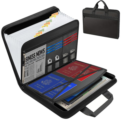 13-Pocket Fireproof & Waterproof Expanding File Organizer with Handle – Large Capacity Accordion Document Folder