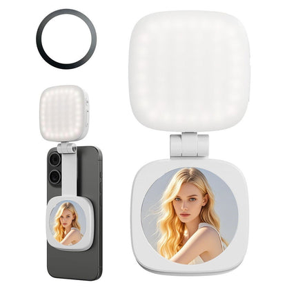 Magnetic Selfie Light with Mirror & Phone Stand