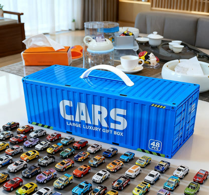 48pcs Pull-Back Toy Cars Set, Mini Alloy Racing Cars with Track Gift Box for Kids