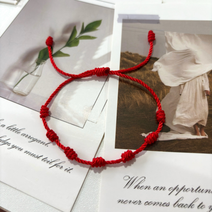 Enchanted Protection Bracelet - Red Cord with Knots