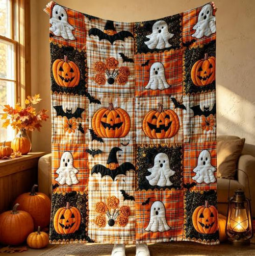 🎃 Halloween Pumpkin Ghost Blanket – Cozy Spooky Throw for Fall Movie Nights, Sofa & Bed