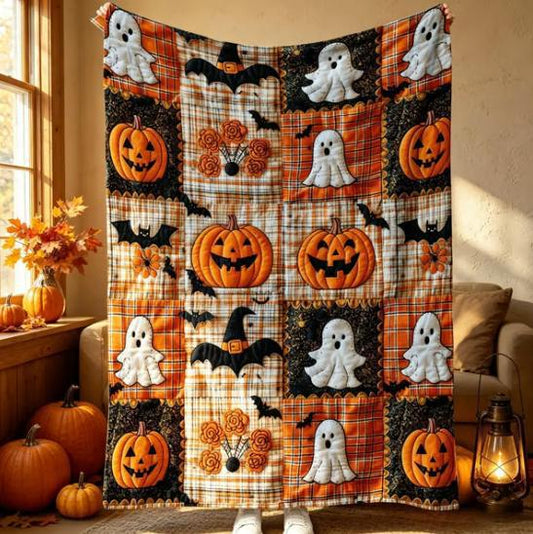 🎃 Halloween Pumpkin Ghost Blanket – Cozy Spooky Throw for Fall Movie Nights, Sofa & Bed
