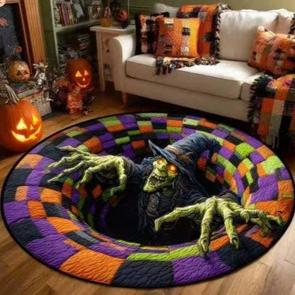 🔥Last Day Promotion🎃3D Skeleton Vortex Quilted Round Halloween Rug