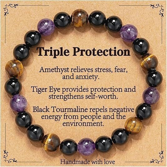 🎁Wealth-attracting bracelet—strung with Green Aventurine, Green Quartz, and Tiger's Eye beads. It not only symbolizes wealth and growth but also helps dispel negative emotions.💰