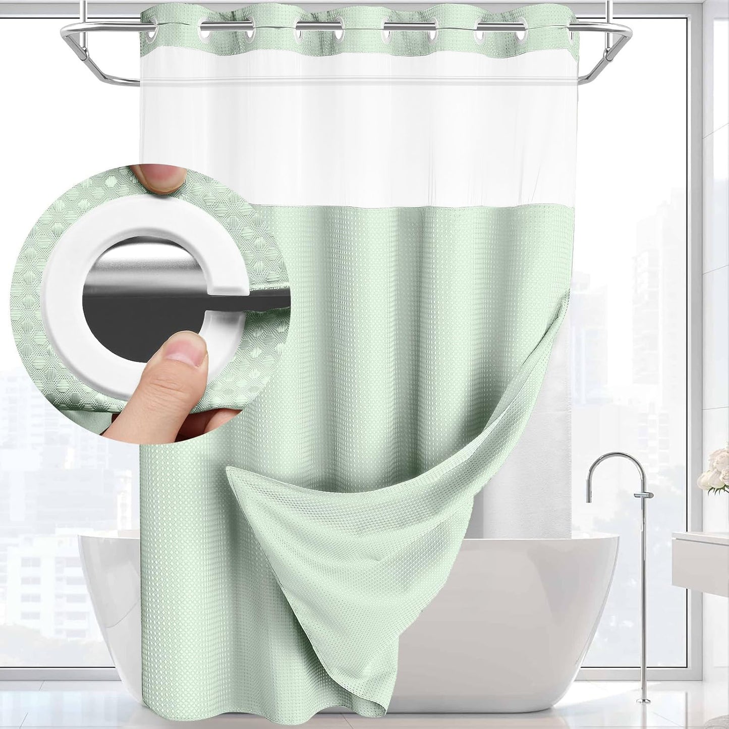 No Hook Shower Curtain