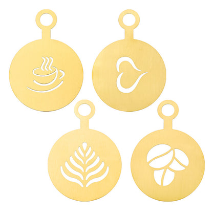 ☕ Stainless Steel Coffee Latte Art Stencil Template - Precision Powder Duster Mold 🍰