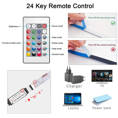 Smart RGB LED Strip Lights – Music Sync, App & Remote Control, Ultra-Long Customizable Mood Lighting
