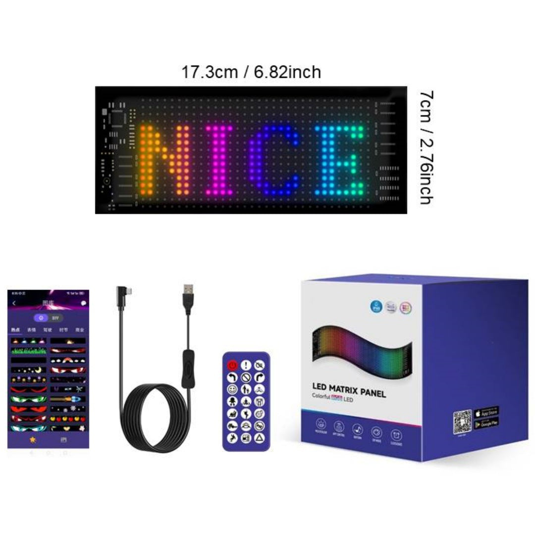 🚗 Smart LED Pixel Car Display – Custom Text, Colors & Animations