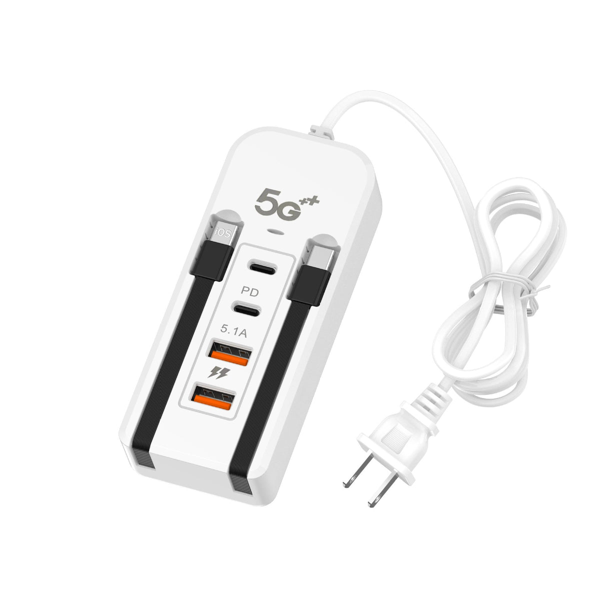 ⚡ 6-in-1 66W Desktop Power Hub – Fast Charging Station for 6 Devices, Compact & Clutter-Free 🔌📱💻