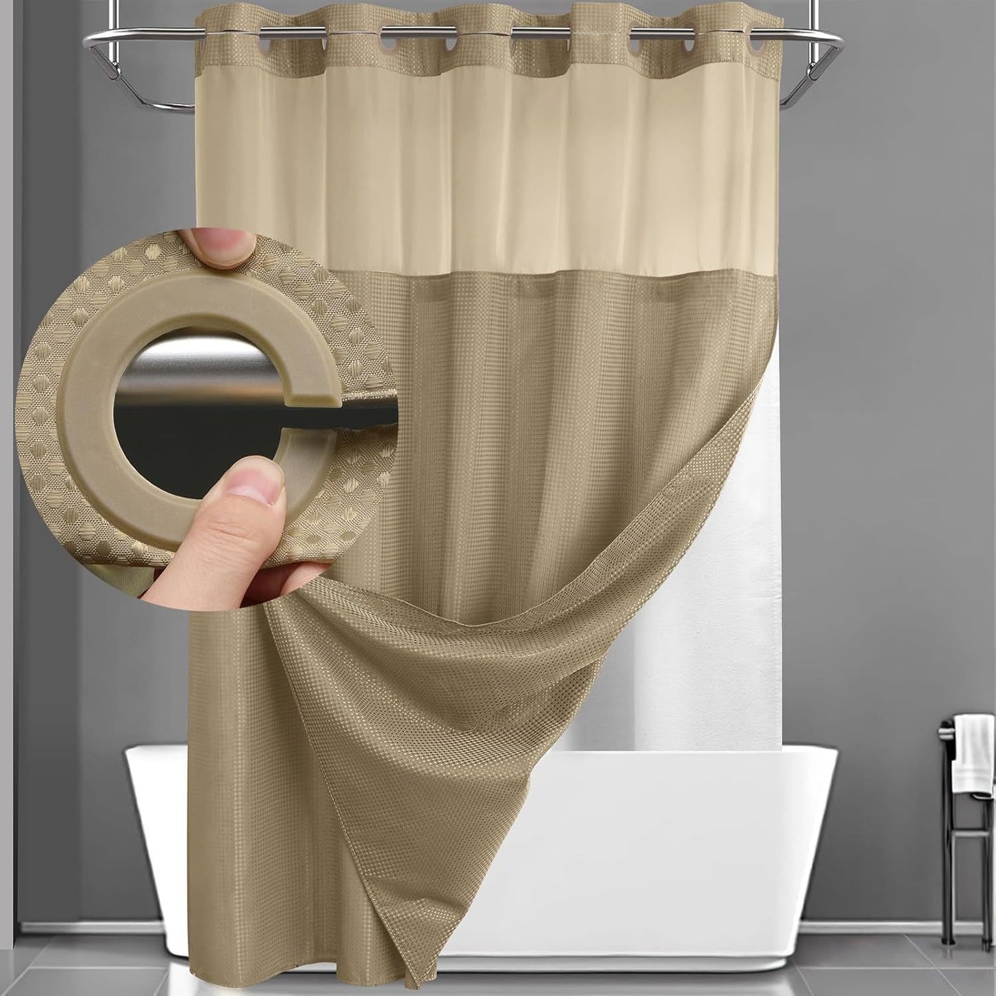 No Hook Shower Curtain