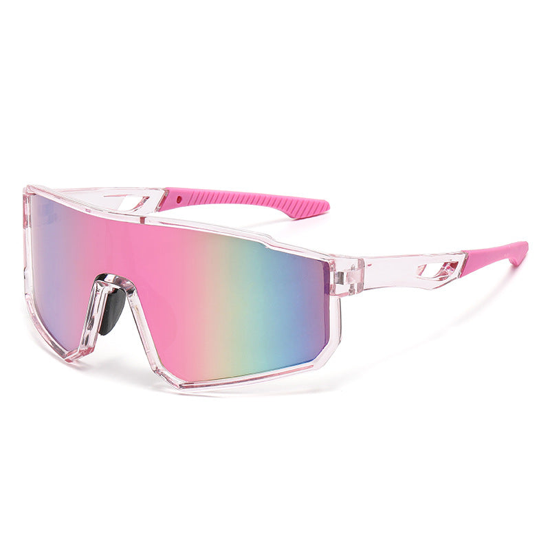 Unisex Statement Sunglasses - Colorful Mirrored 1-Piece Rubber Shield Design, Windproof UV400 Shield