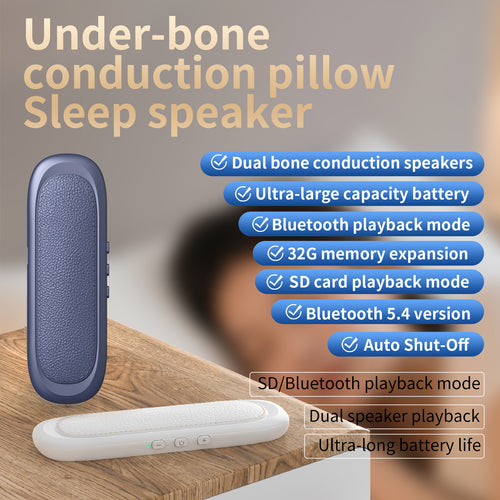 Under Pillow Speakers for Sleeping Bluetooth, Bone Conduction Technology, 3D White Noise Generator, Volume Control & Sleep Timer, Side Sleeper Friendly