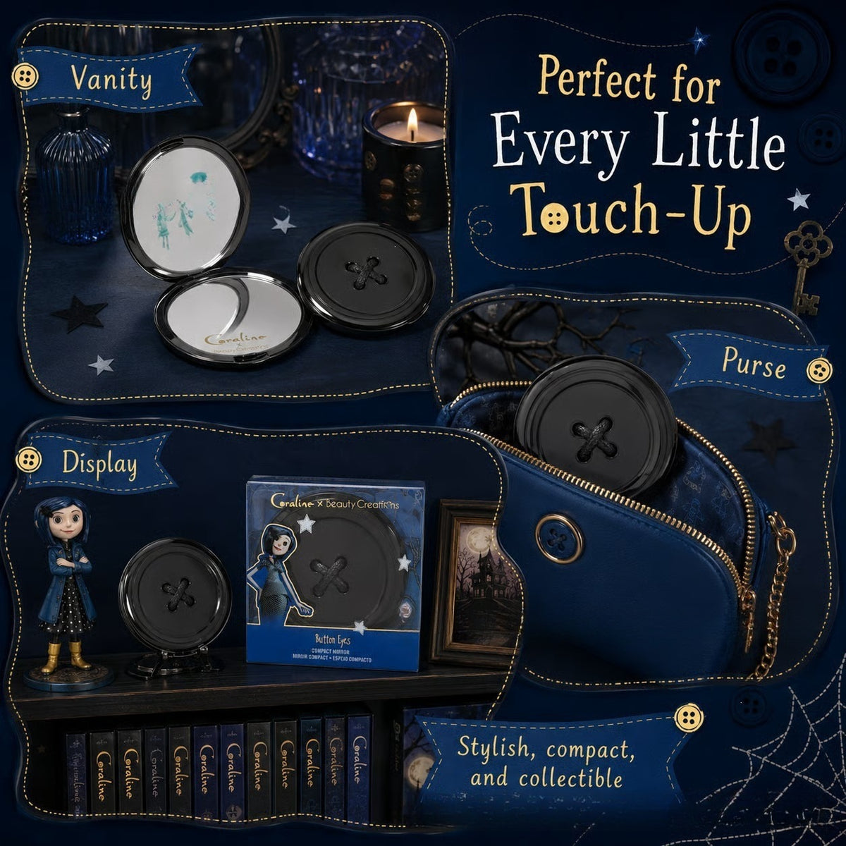 "Button Eyes" Compact Mirror