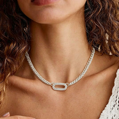 Cuban Link Chain Necklace with Zircon Clasp