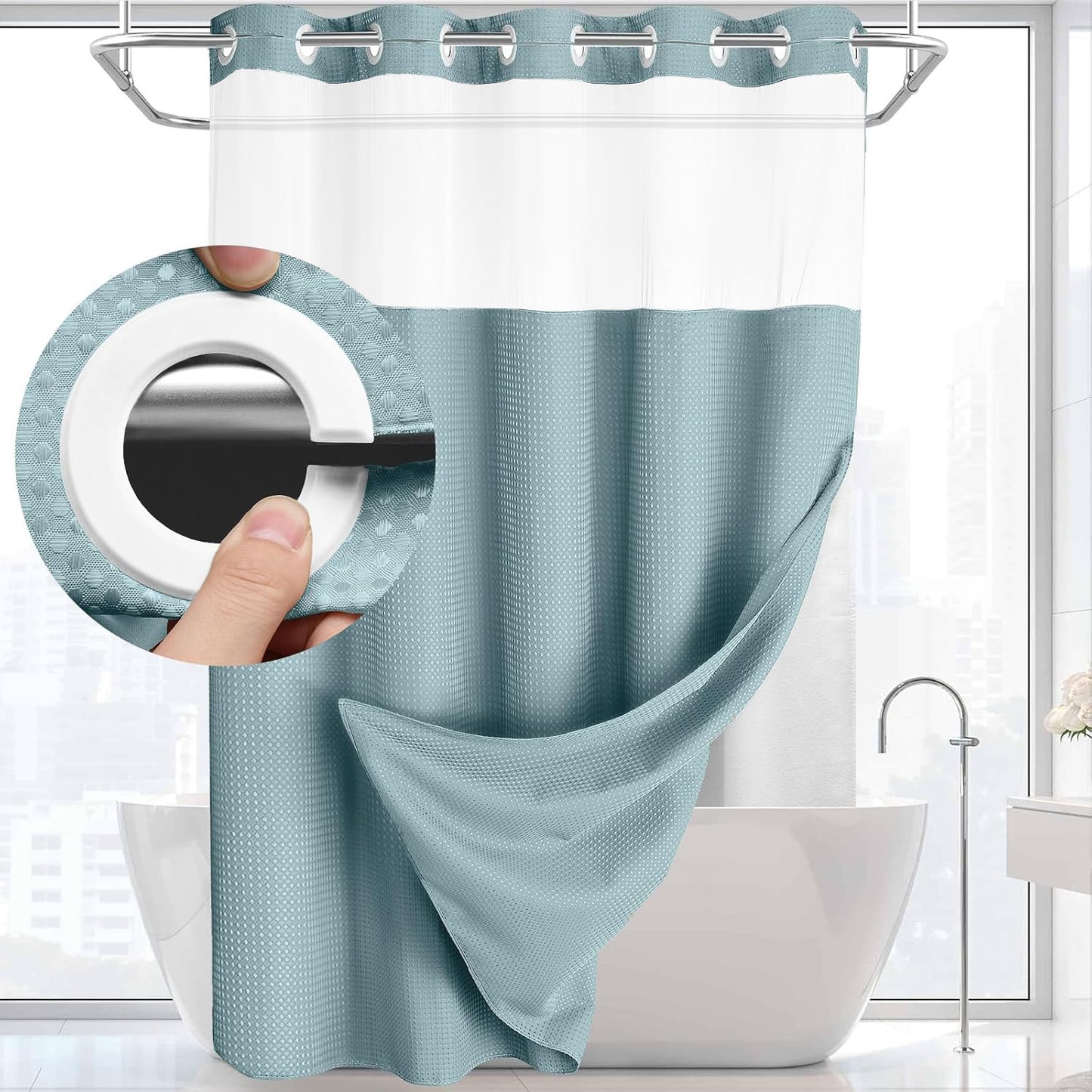 No Hook Shower Curtain