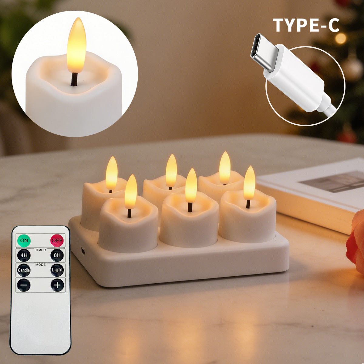 Rechargeable LED Candles with Remote Control, Timer & Charging Base es for Holiday, Party, Indoor Decor