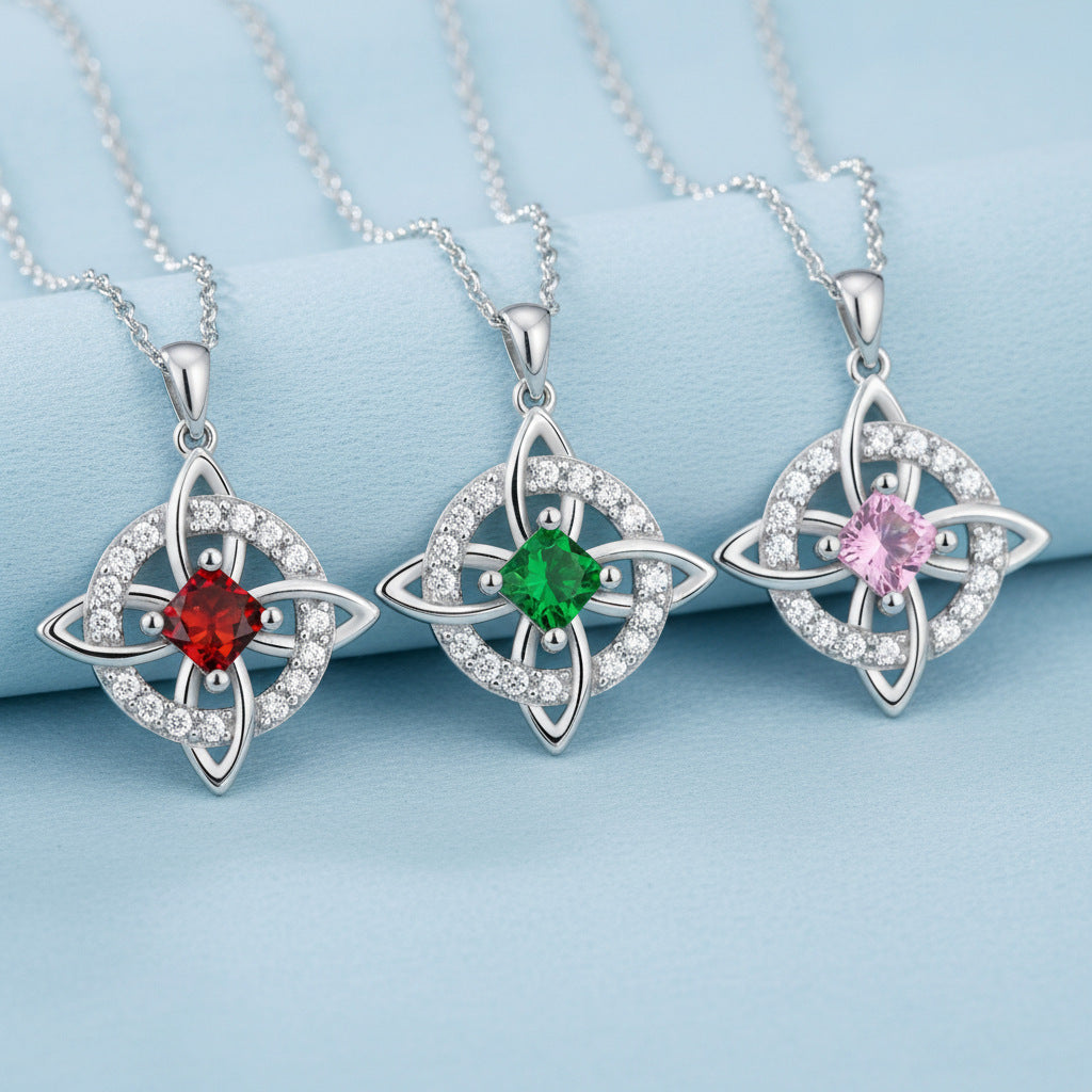 Mystical Birthstone Witches Knot Necklace – Natural Crystal🔮💞Protect Your Loved Ones
