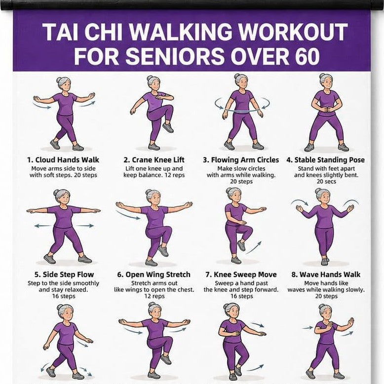 🔥Tai Chi Chair Workout Chart for Seniors (16 x 24 inches)