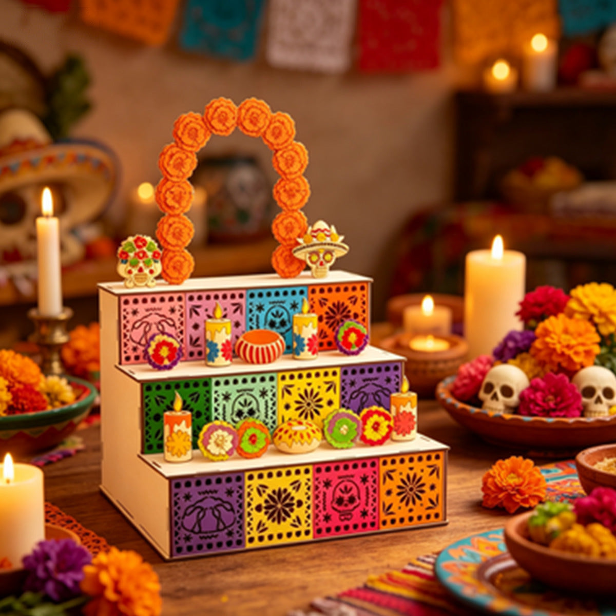 🎃🏵️Day of the Dead Wooden Altar Display Set