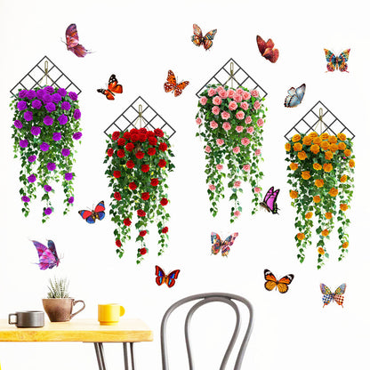 3D Rose Vine Wall Decals – Self-Adhesive Floral Wall Stickers for Bedroom & Living Room Decor