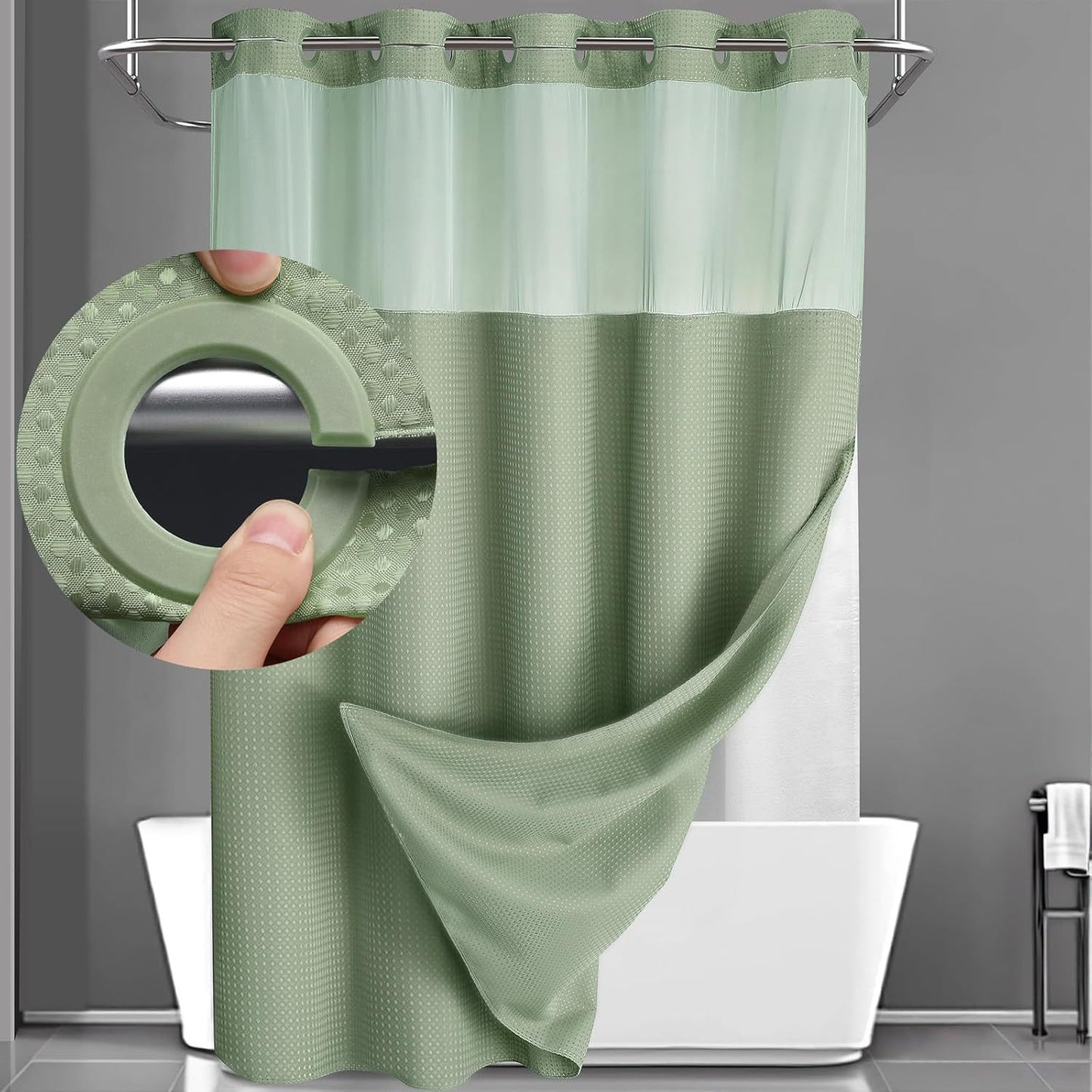 No Hook Shower Curtain