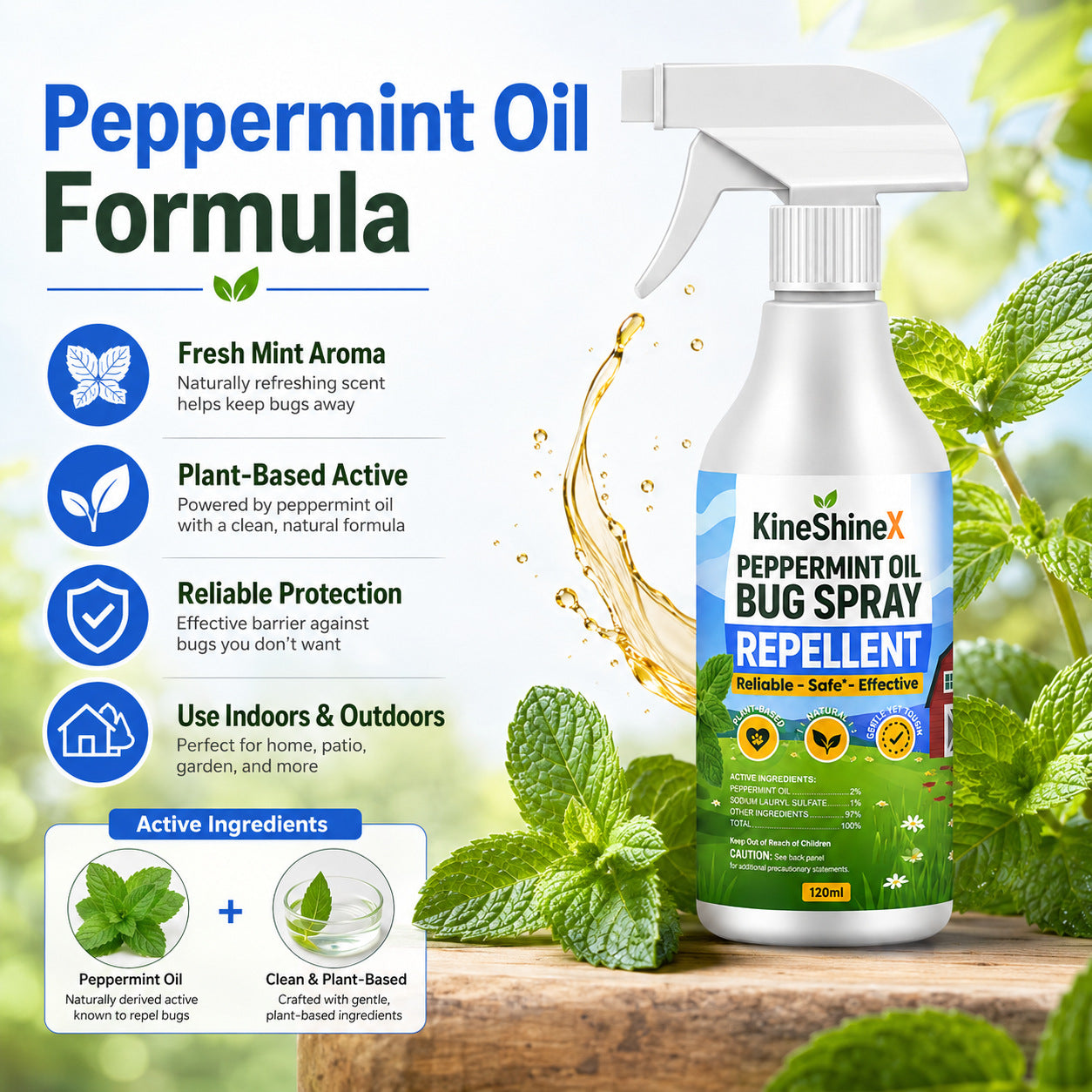 Reliant Pet Peppermint Oil Bug Spray 16oz Safe for Kids & Pets