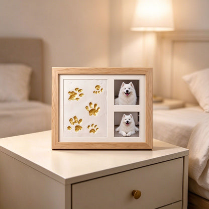 🤍 Tiny Prints Baby & Pet Keepsake Frame – Photo, Handprint & Paw Print Kit