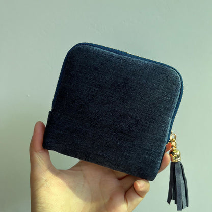 Travel Jewelry Bag Portable Organizer with 5 Compartments Velvet Satin Lining Tassel Zipper
