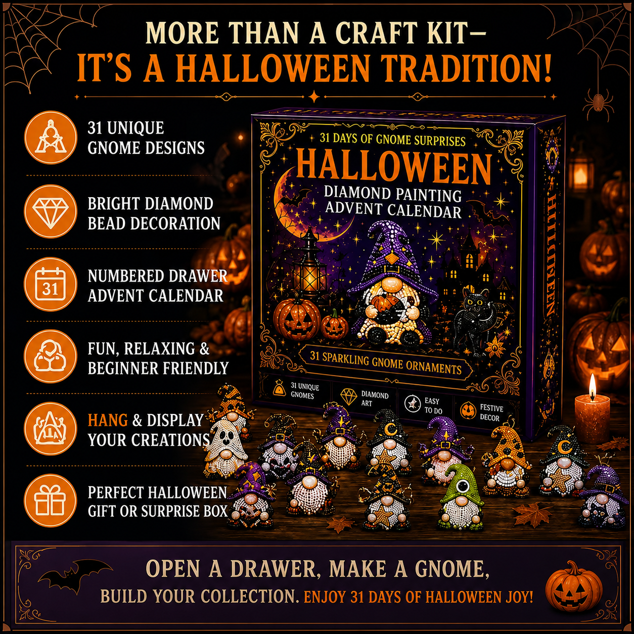 🎃✨ 31 Days of Gnome Surprises Halloween Diamond Painting Advent Calendar!!!