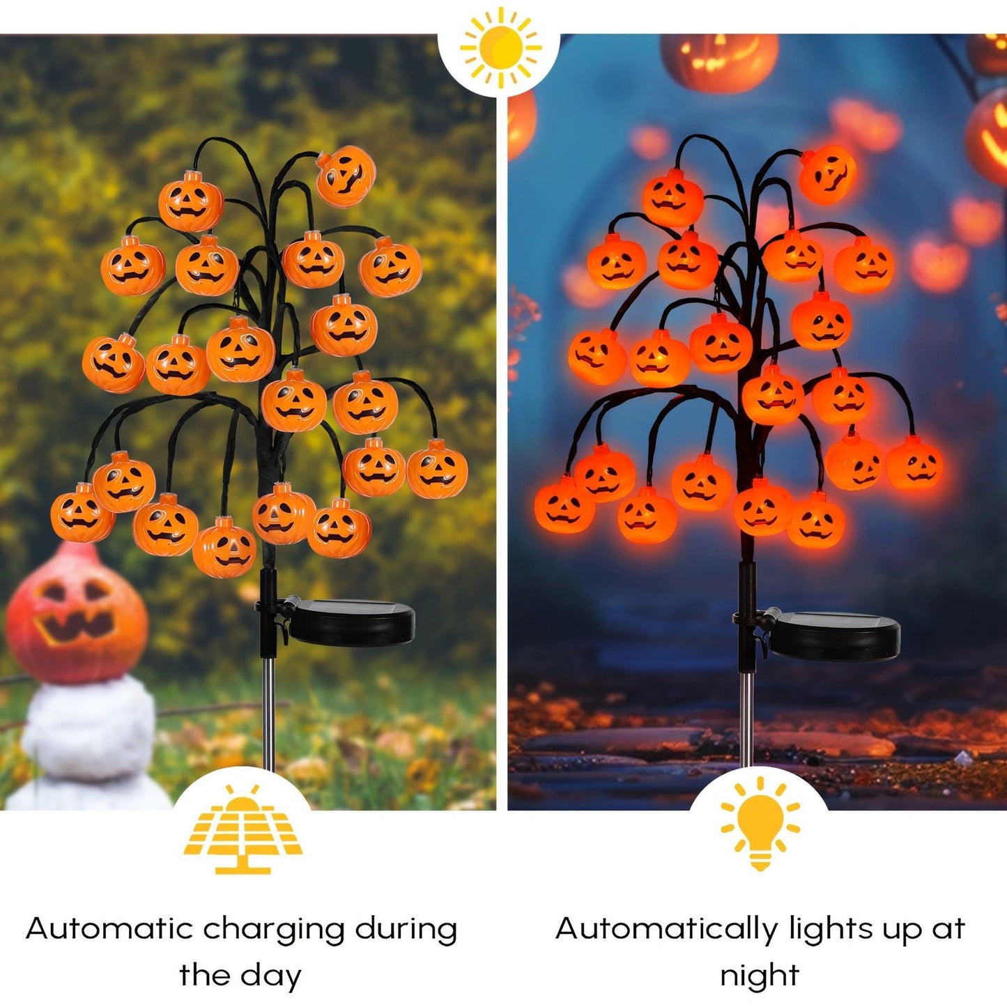 🎃 Pumpkin Solar Stake Lights 4PCS – Halloween Outdoor Yard Decor