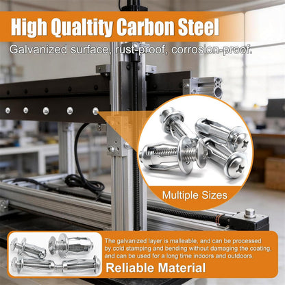 Heavy-Duty Rivet Nut Set (30/48/90PCS) - Carbon Steel Threaded Inserts with Rust-Resistant Zinc Coating, M4 M5 M6 Fasteners for Automotive, Furniture & DIY Repairs