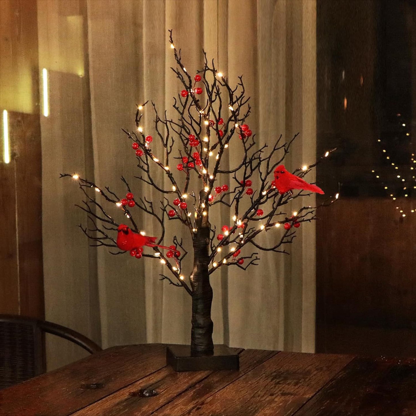 Birch Twig Tree with LED Lights & Birds