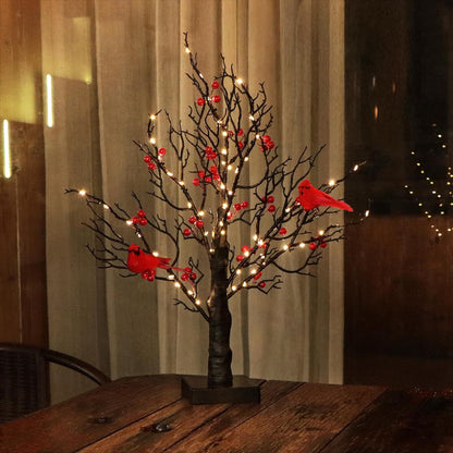 Birch Twig Tree with LED Lights & Birds