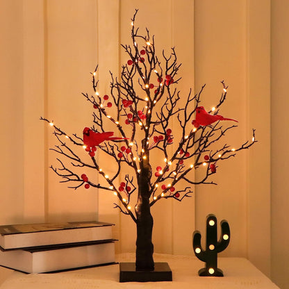 Birch Twig Tree with LED Lights & Birds