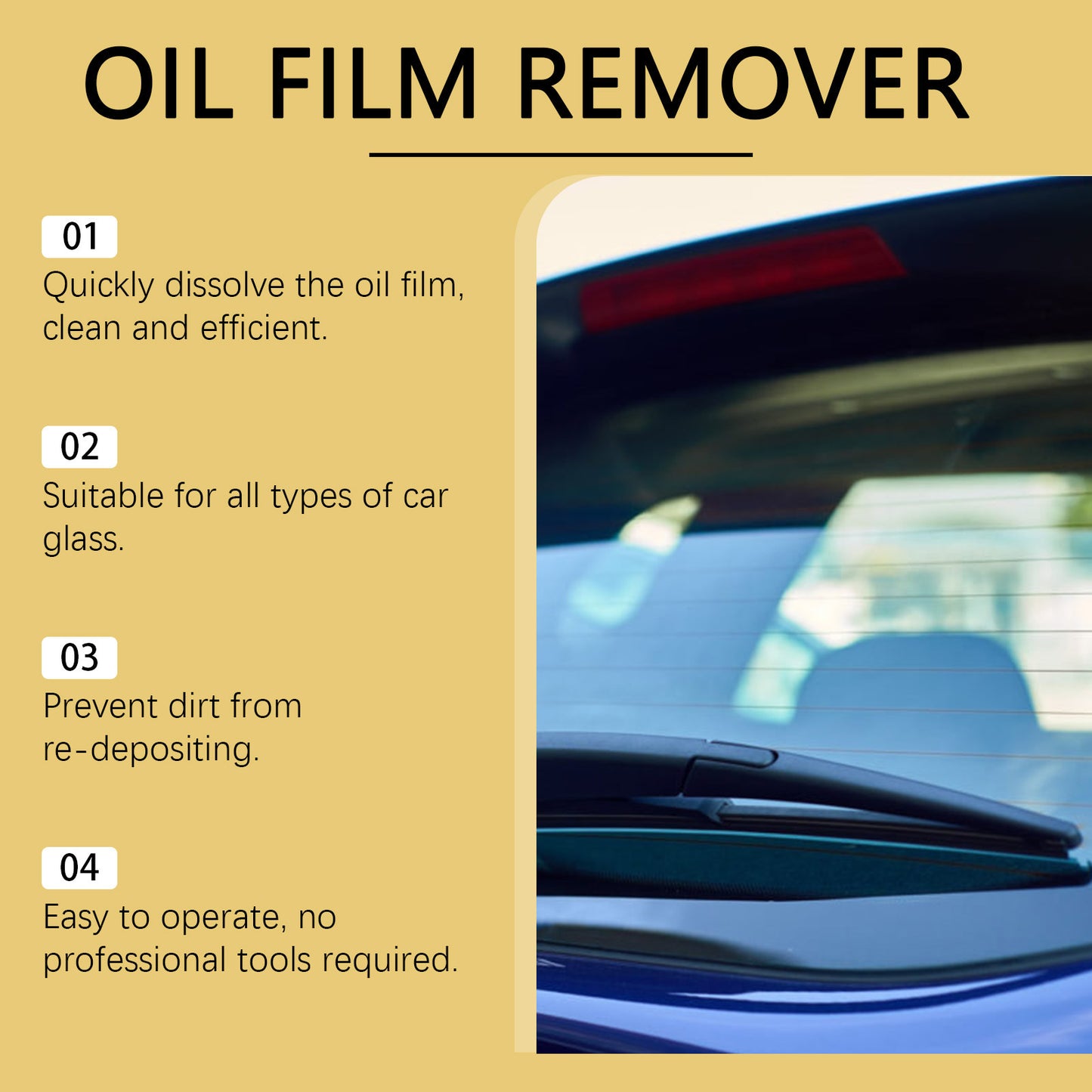 Car Windshield Oil Film Remover – Deep Glass Cleaner & Rain Repellent
