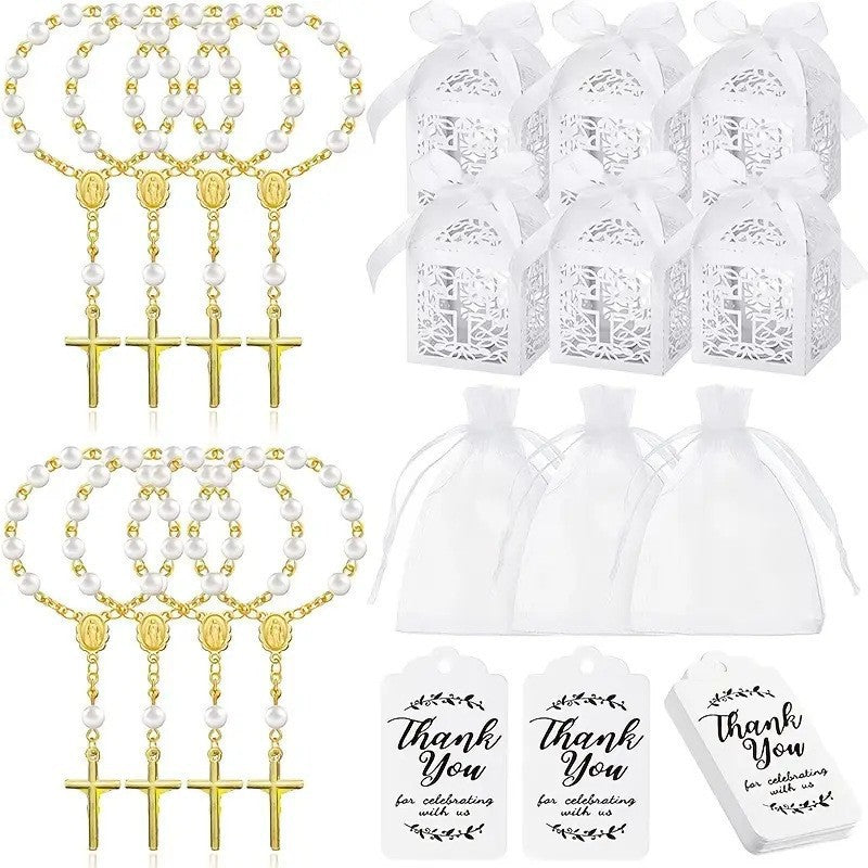 🙏 Bulk Rosary Bracelet Pack | 30 Bracelets + 30 Pouches + 30 Gift Boxes + 30 Cards Gifting