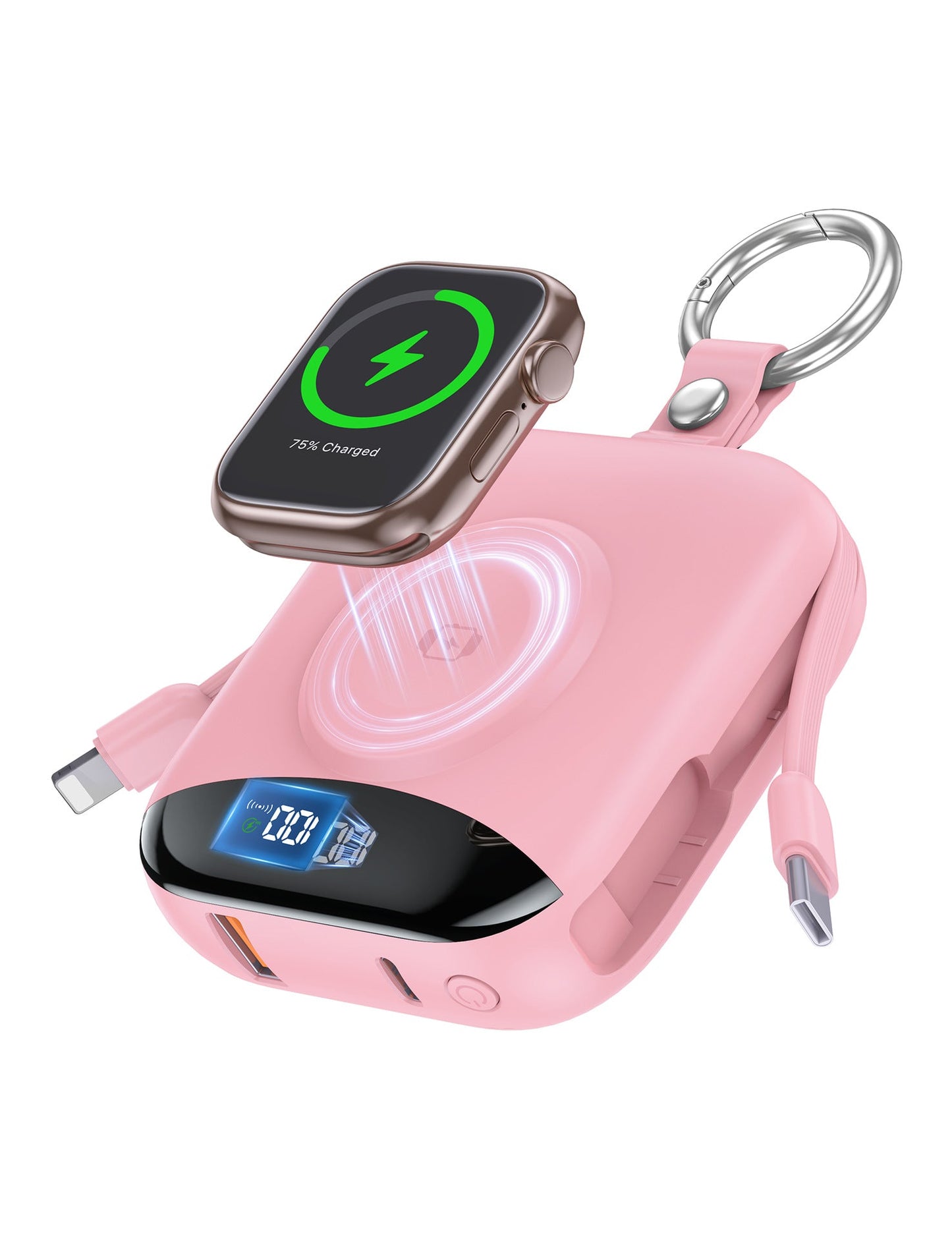 🔥 Hot Sale | 5000mAh Portable Charger Power Bank with Built-in Cables Travel Keychain Battery Pack