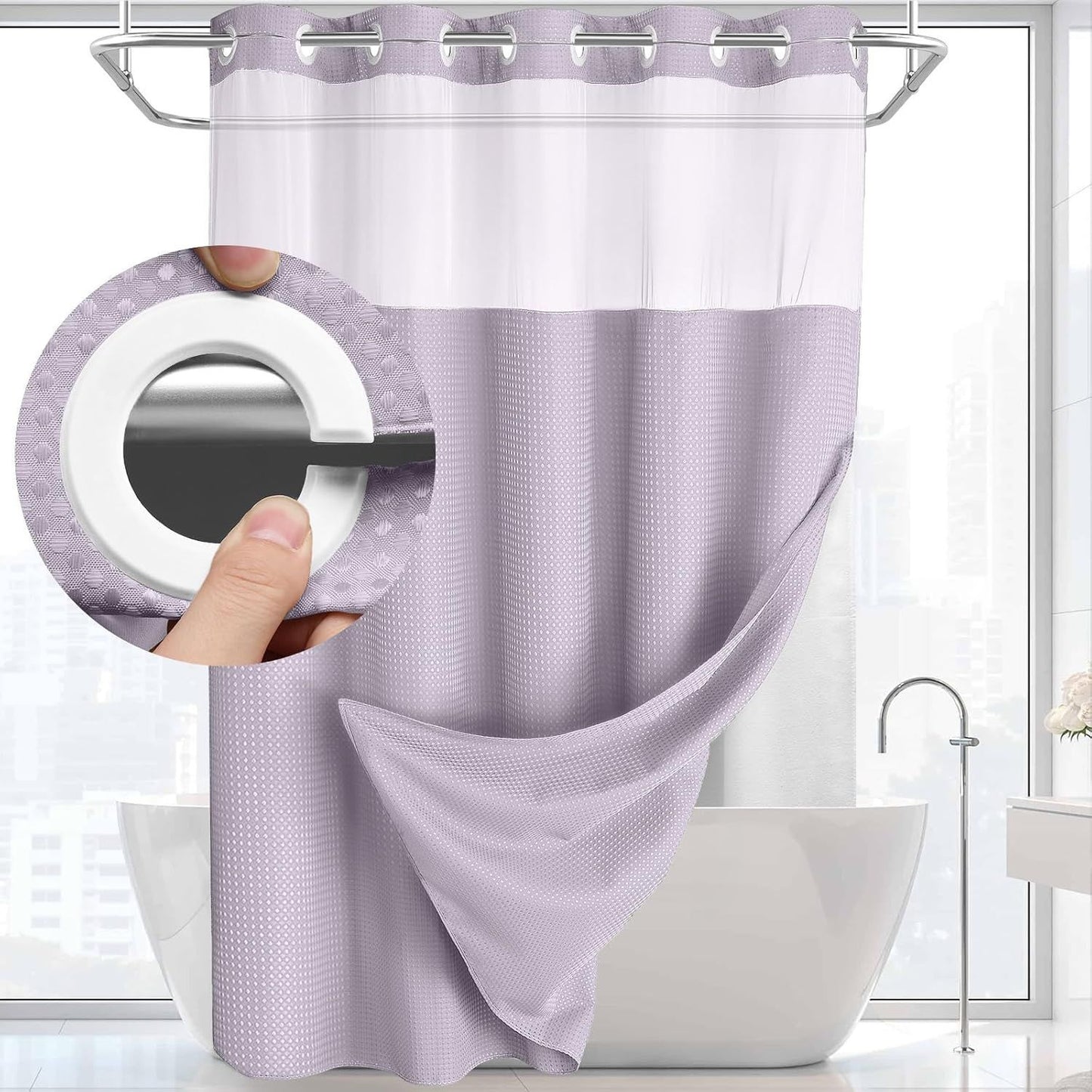 No Hook Shower Curtain