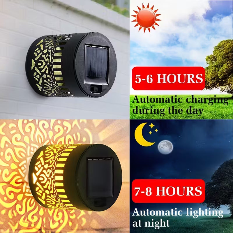 Solar Mandala Wall Light Outdoor Garden Fence Projector Lamp Patio Ambient Decor