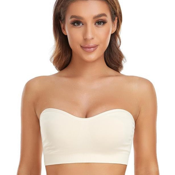 Strapless Bras for Women Non-Slip Silicone Padded Bandeau Bra Wireless Tube Top Bra