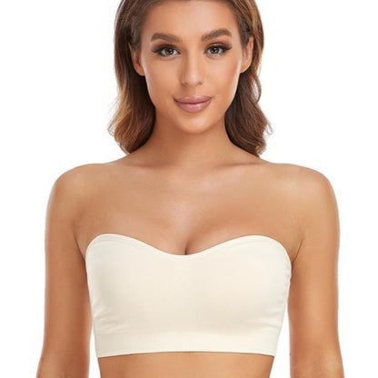 Strapless Bras for Women Non-Slip Silicone Padded Bandeau Bra Wireless Tube Top Bra