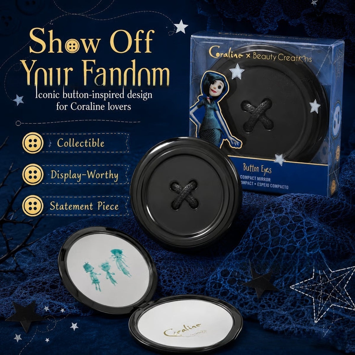 "Button Eyes" Compact Mirror