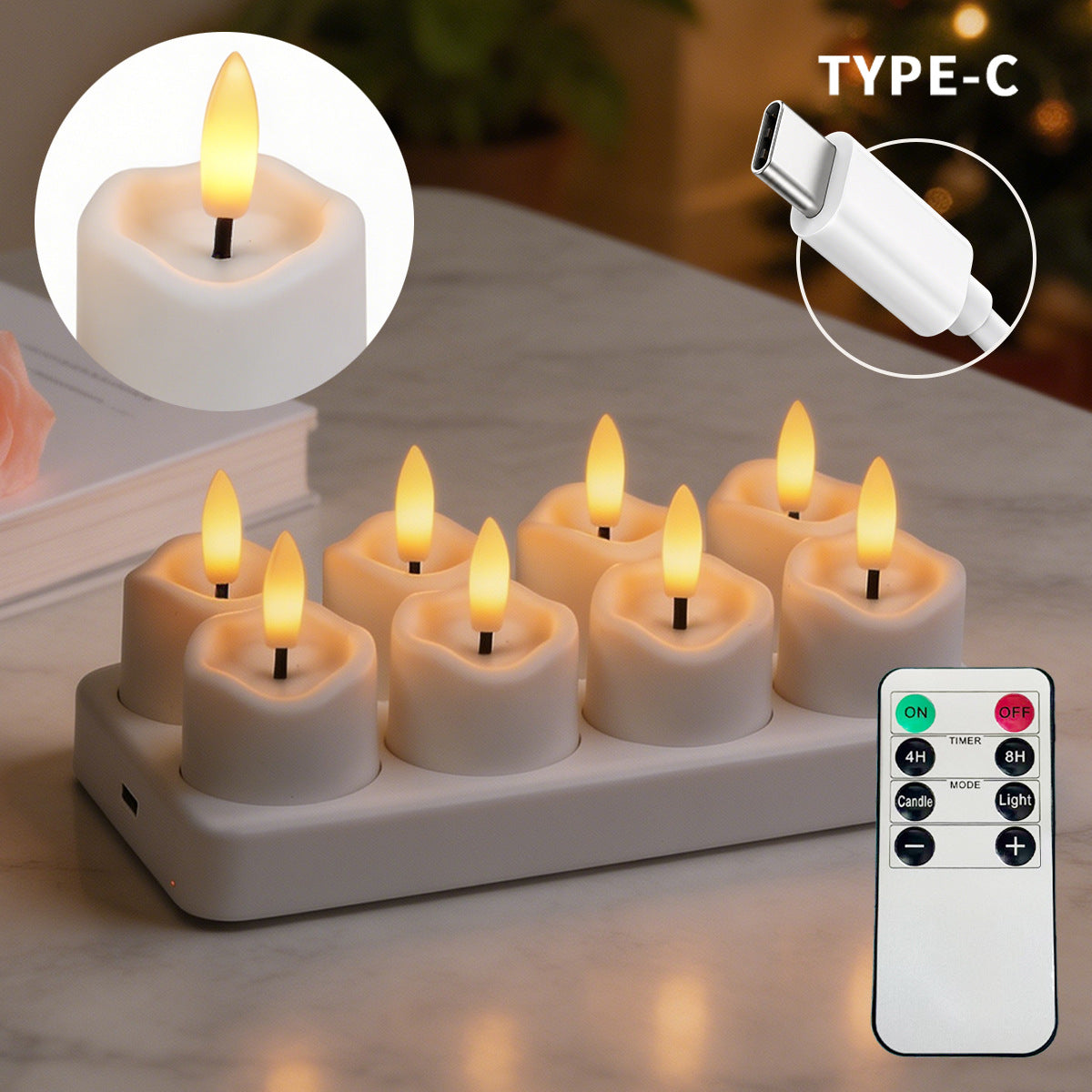 Rechargeable LED Candles with Remote Control, Timer & Charging Base es for Holiday, Party, Indoor Decor