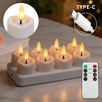 Rechargeable LED Candles with Remote Control, Timer & Charging Base es for Holiday, Party, Indoor Decor