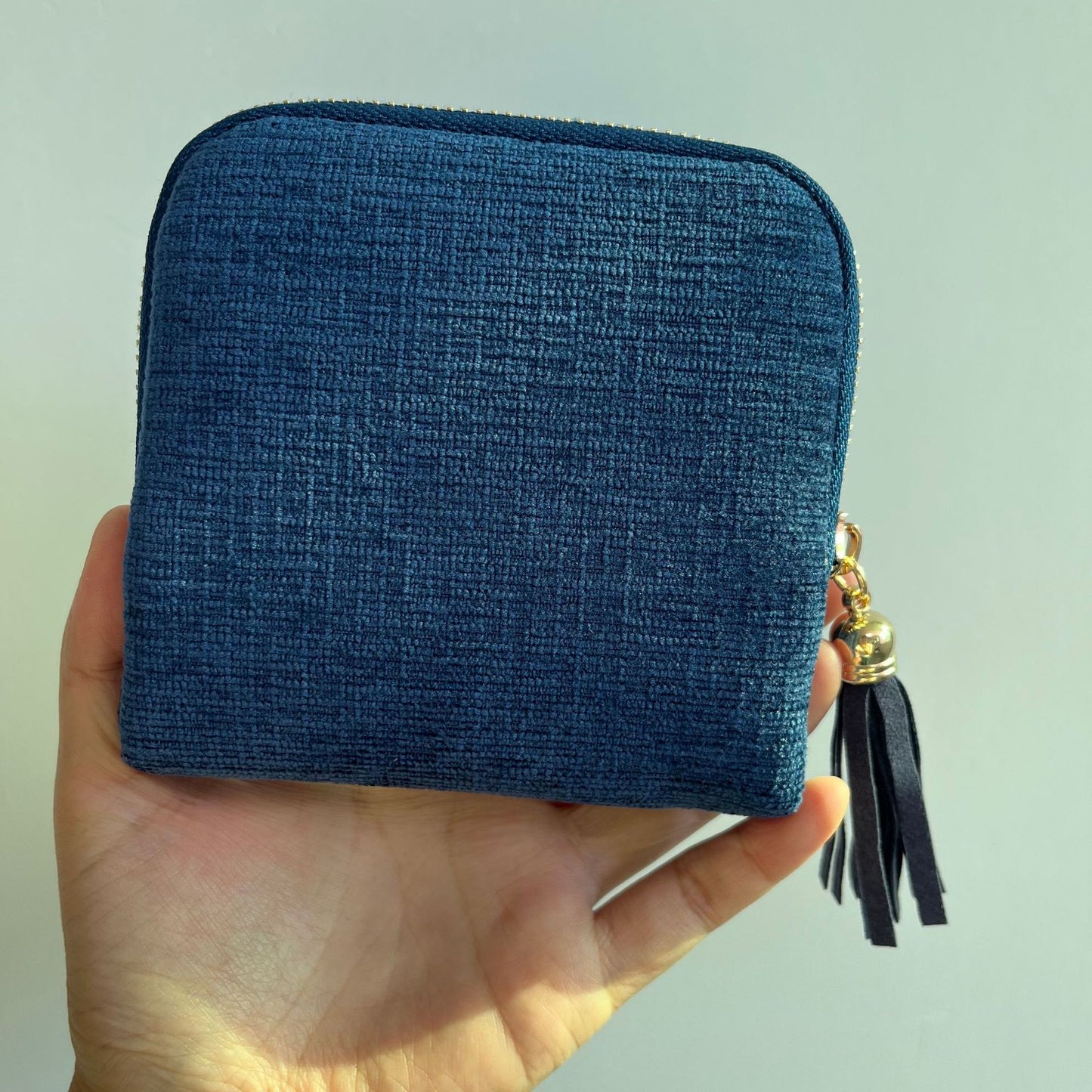 Travel Jewelry Bag Portable Organizer with 5 Compartments Velvet Satin Lining Tassel Zipper