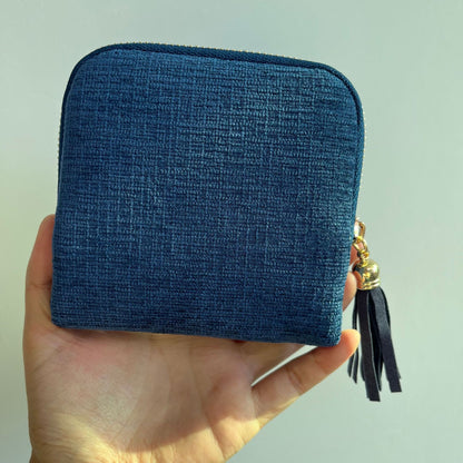 Travel Jewelry Bag Portable Organizer with 5 Compartments Velvet Satin Lining Tassel Zipper