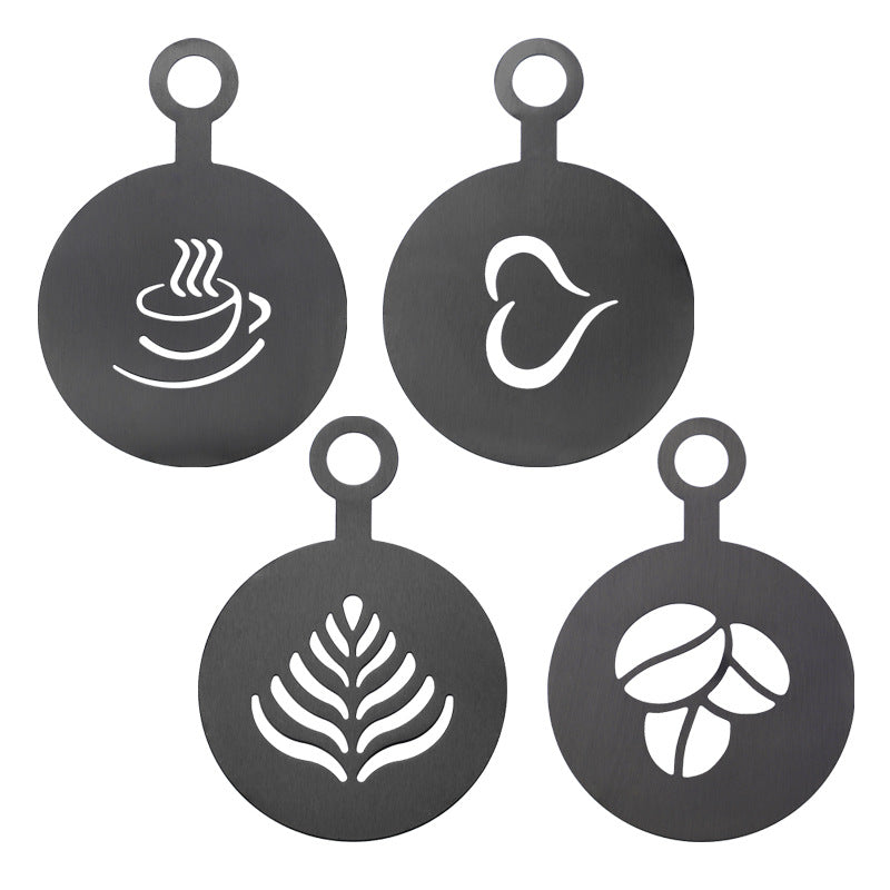 ☕ Stainless Steel Coffee Latte Art Stencil Template - Precision Powder Duster Mold 🍰