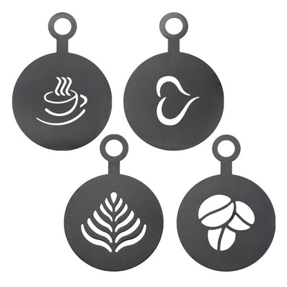 ☕ Stainless Steel Coffee Latte Art Stencil Template - Precision Powder Duster Mold 🍰